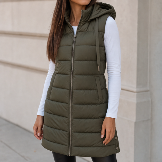 Longline Zip-Up Puffer Vest