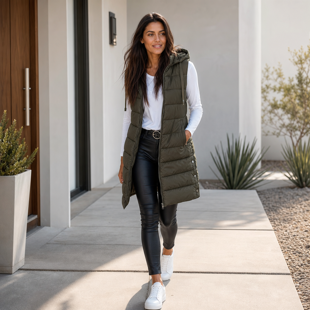 Longline Zip-Up Puffer Vest