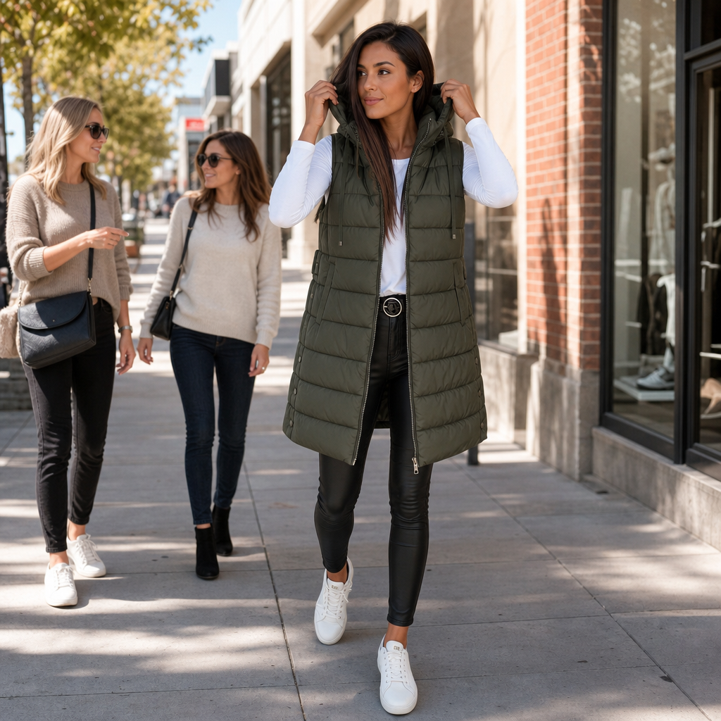 Longline Zip-Up Puffer Vest