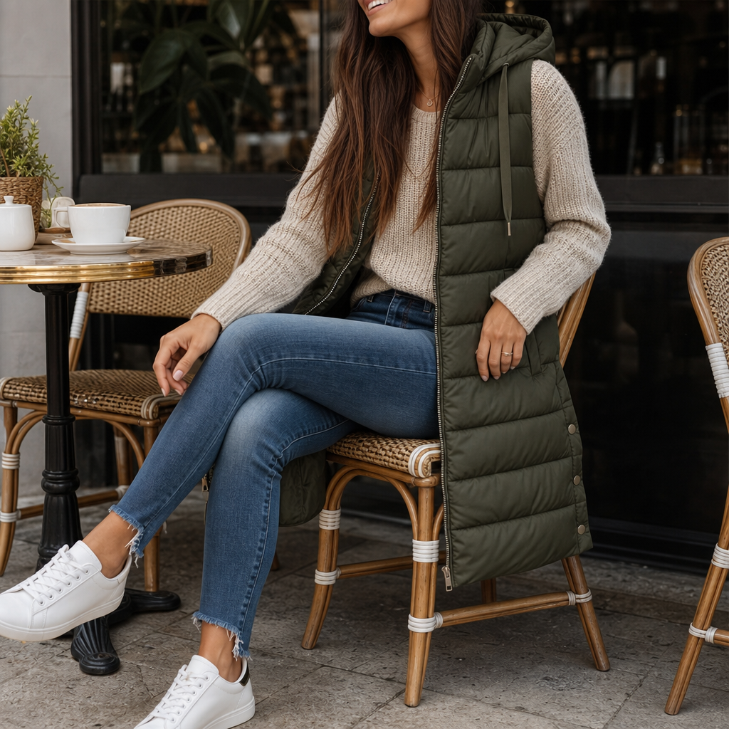 Longline Zip-Up Puffer Vest
