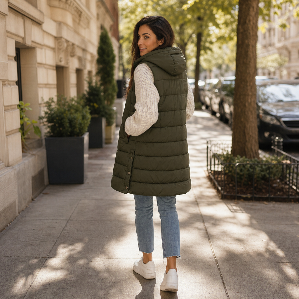 Longline Zip-Up Puffer Vest