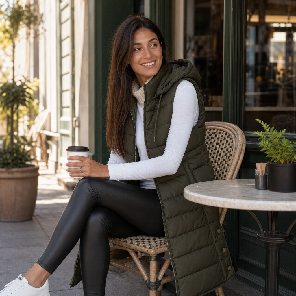 Longline Zip-Up Puffer Vest