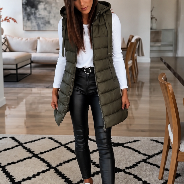 Longline Zip-Up Puffer Vest