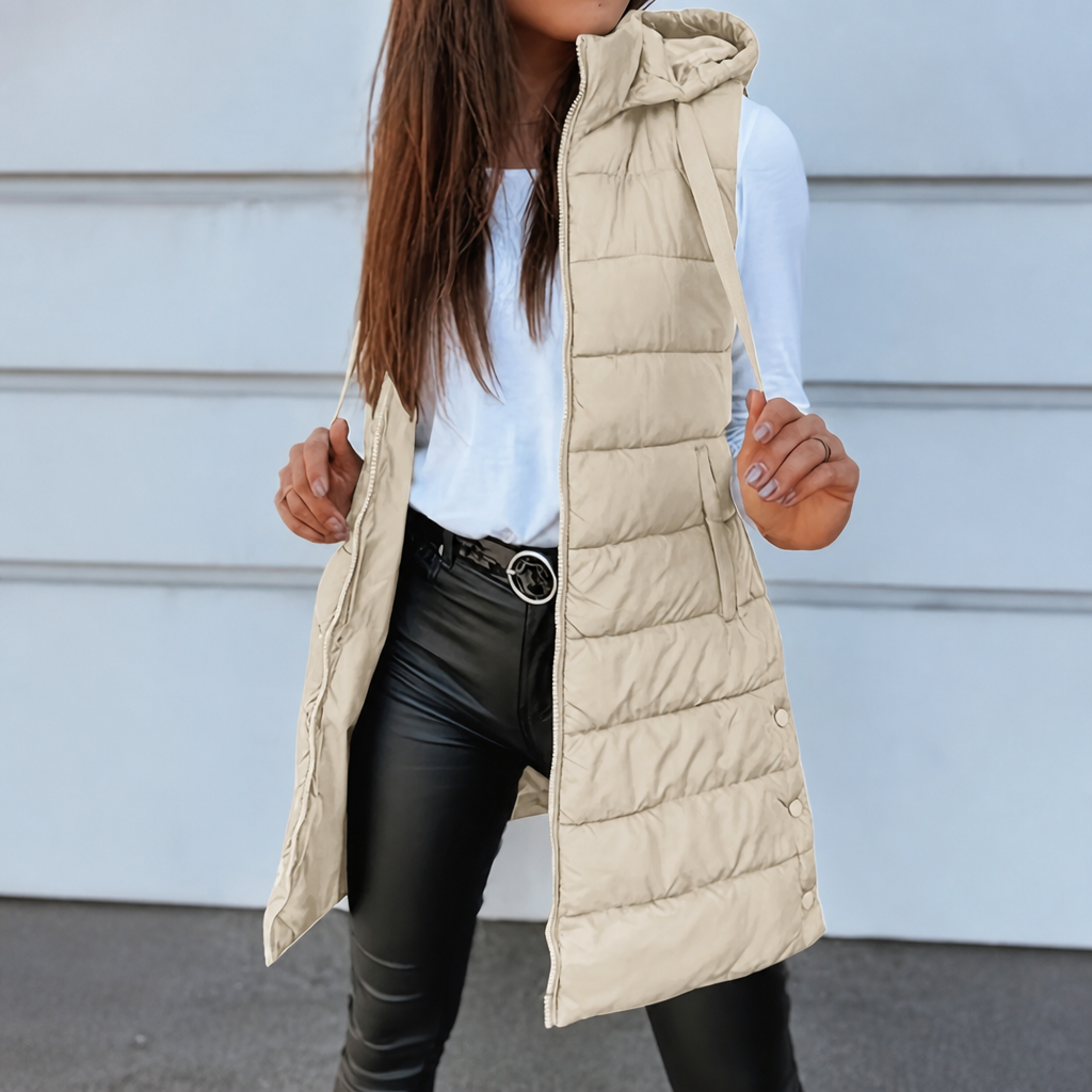 Longline Zip-Up Puffer Vest
