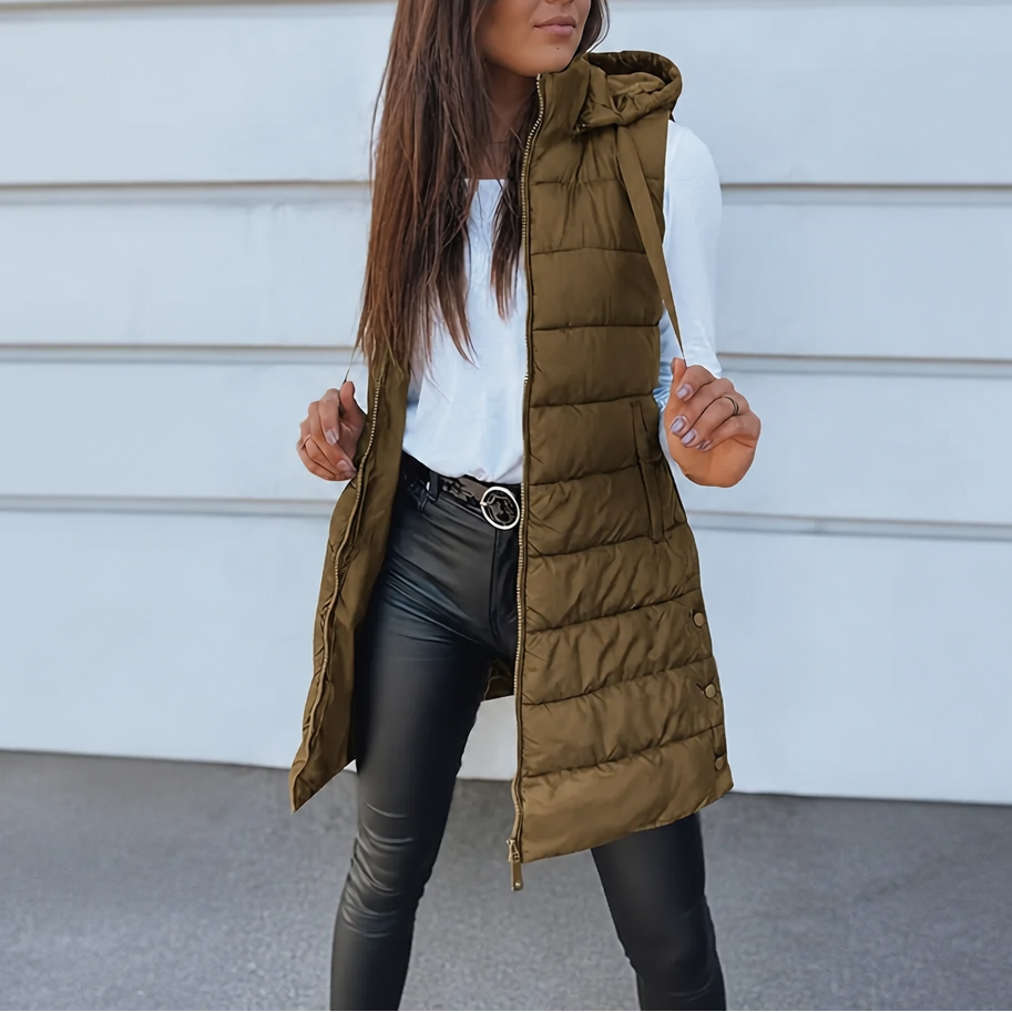 Longline Zip-Up Puffer Vest