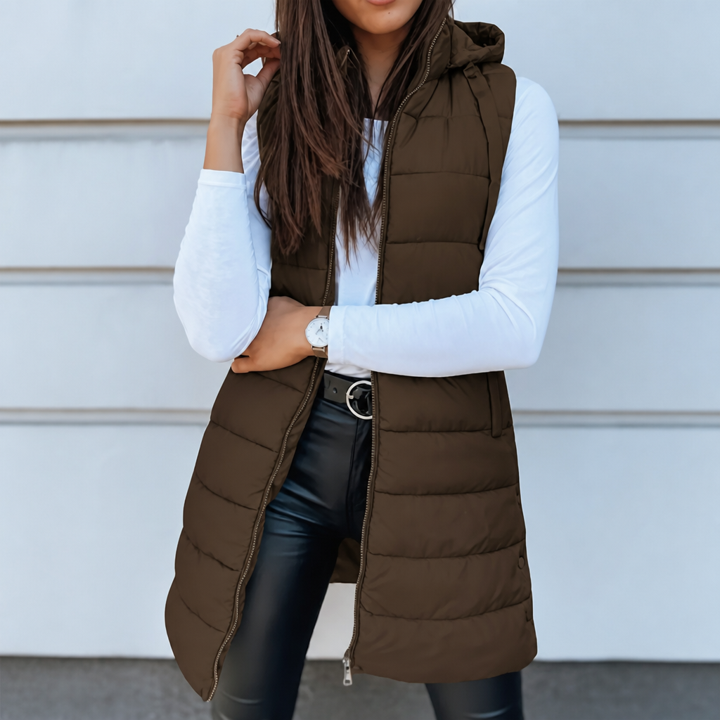 Longline Zip-Up Puffer Vest