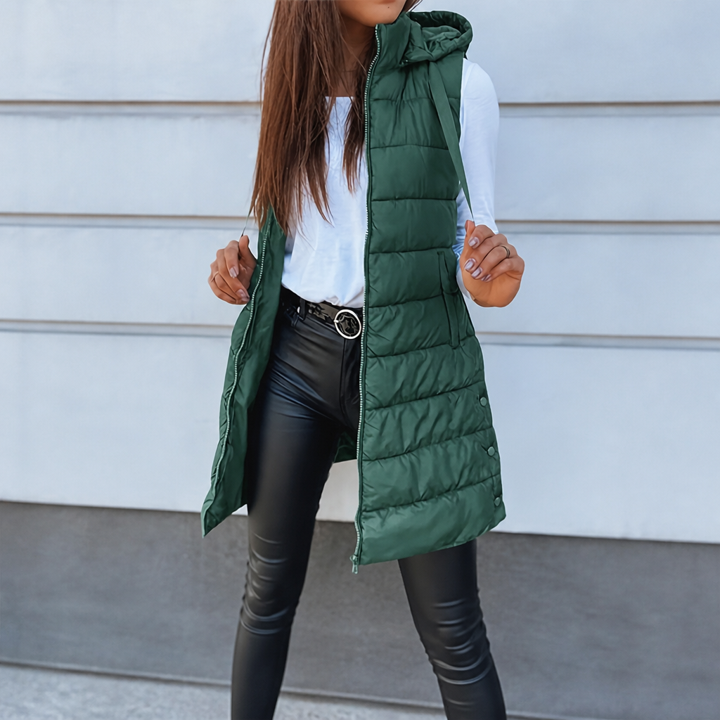 Longline Zip-Up Puffer Vest