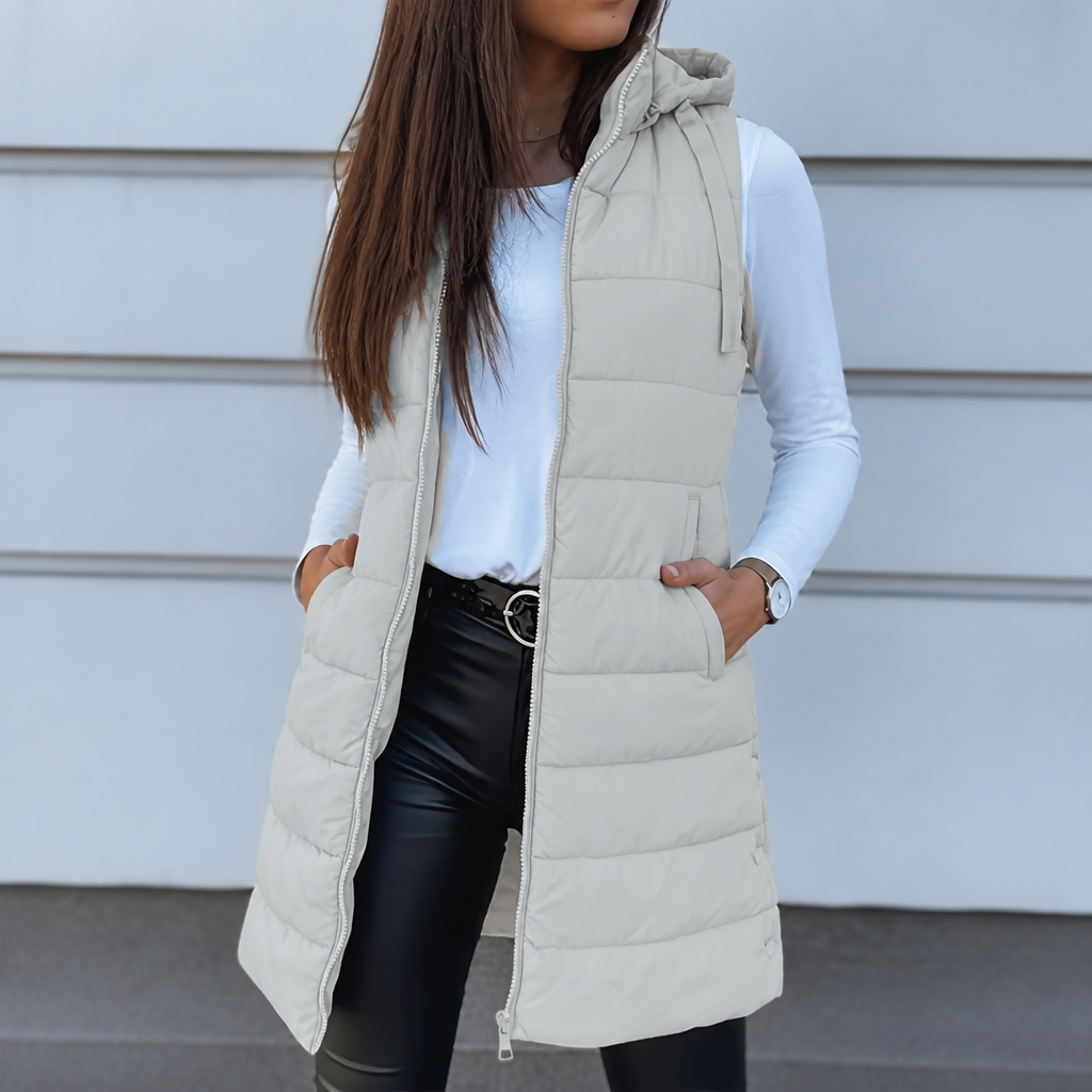 Longline Zip-Up Puffer Vest