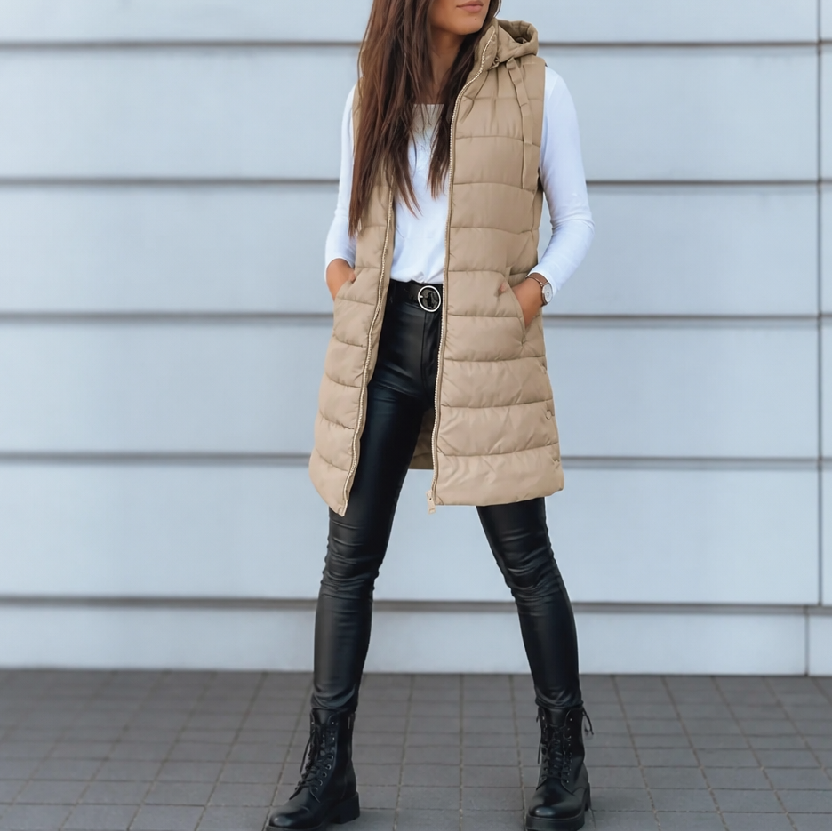 Longline Zip-Up Puffer Vest