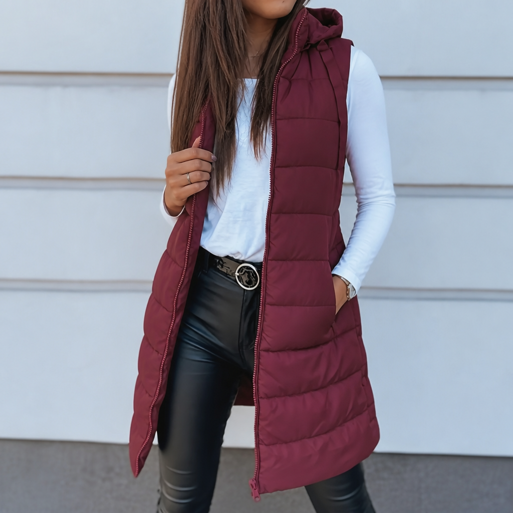 Longline Zip-Up Puffer Vest