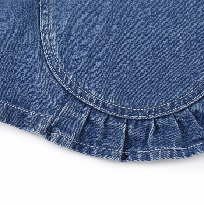 Open Front Ruffle Trim Denim-look Jacket for Women