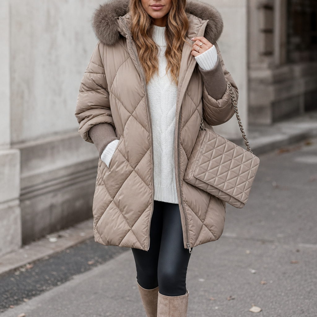 Oversized Faux-Fur Hood Quilted Parka
