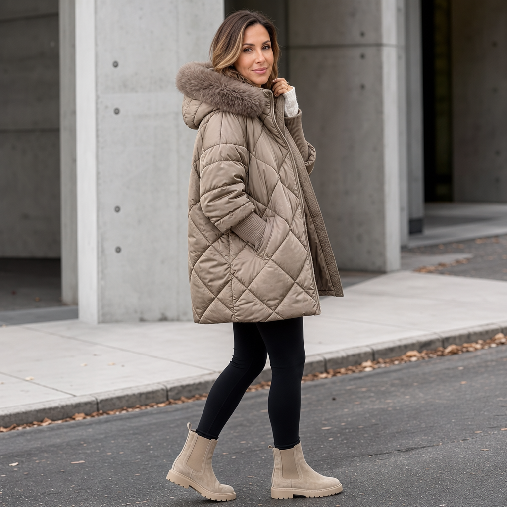 Oversized Faux-Fur Hood Quilted Parka