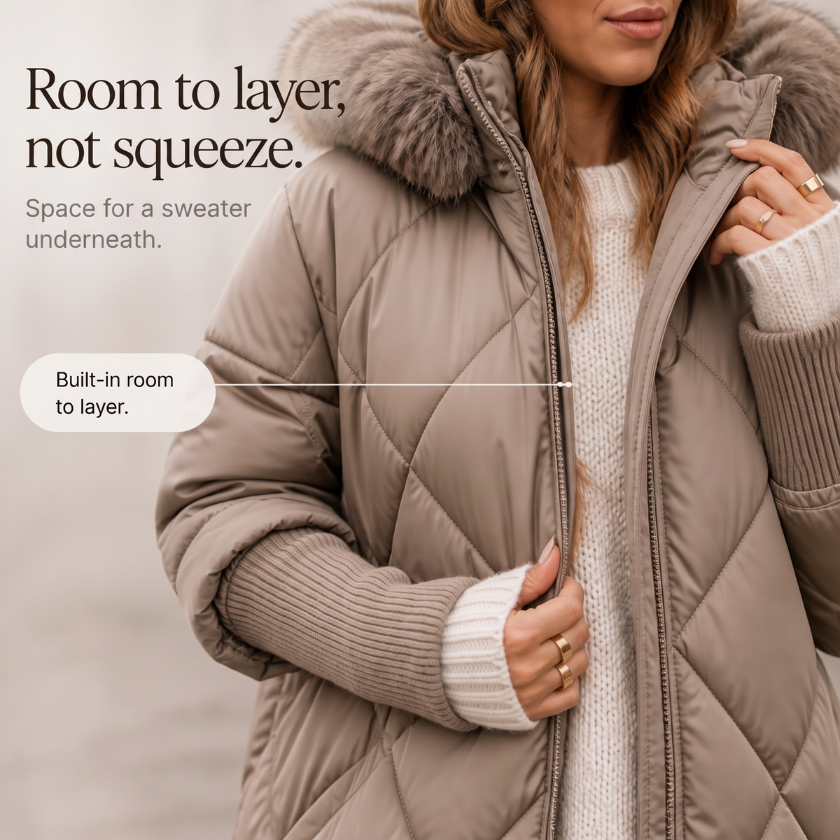Oversized Faux-Fur Hood Quilted Parka