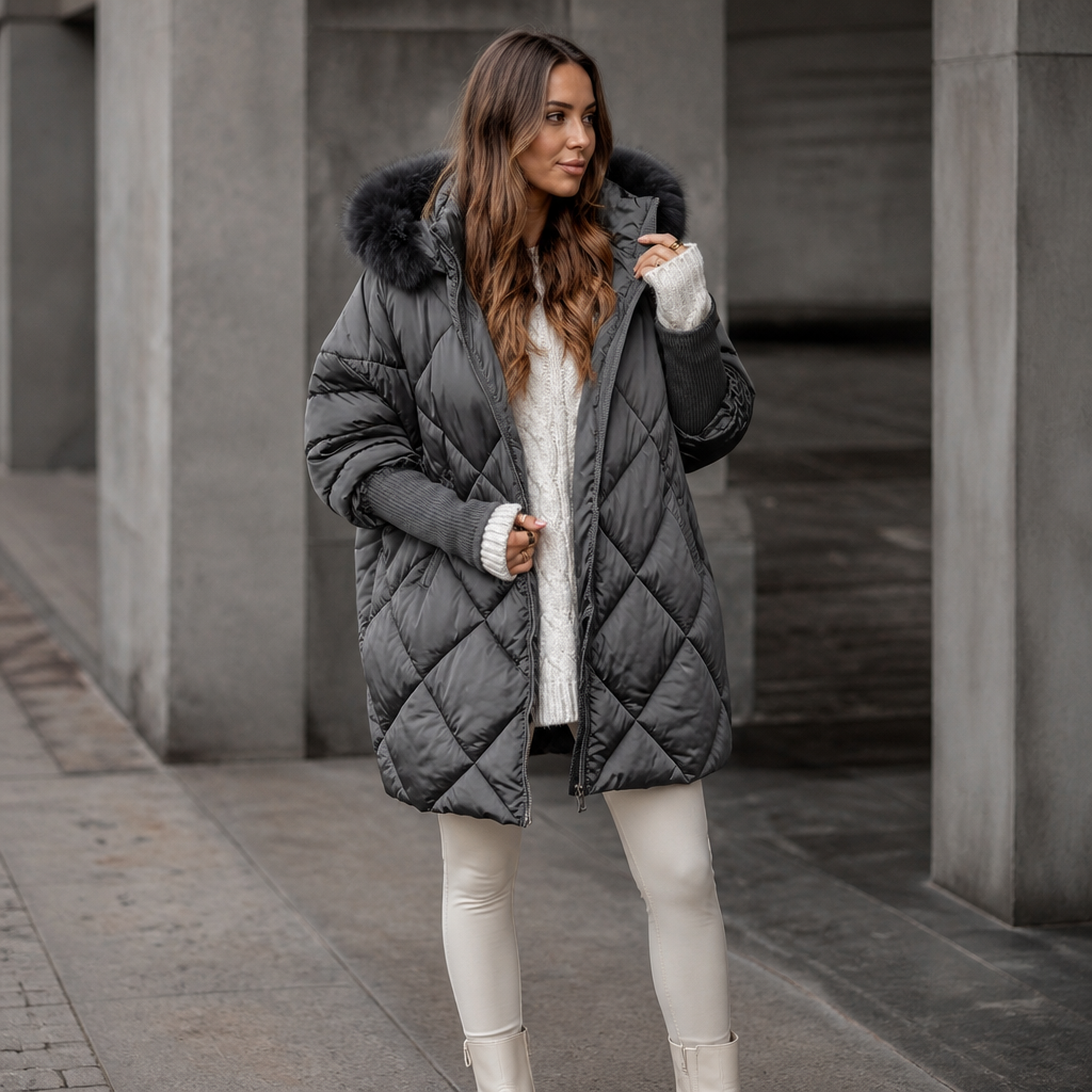 Oversized Faux-Fur Hood Quilted Parka