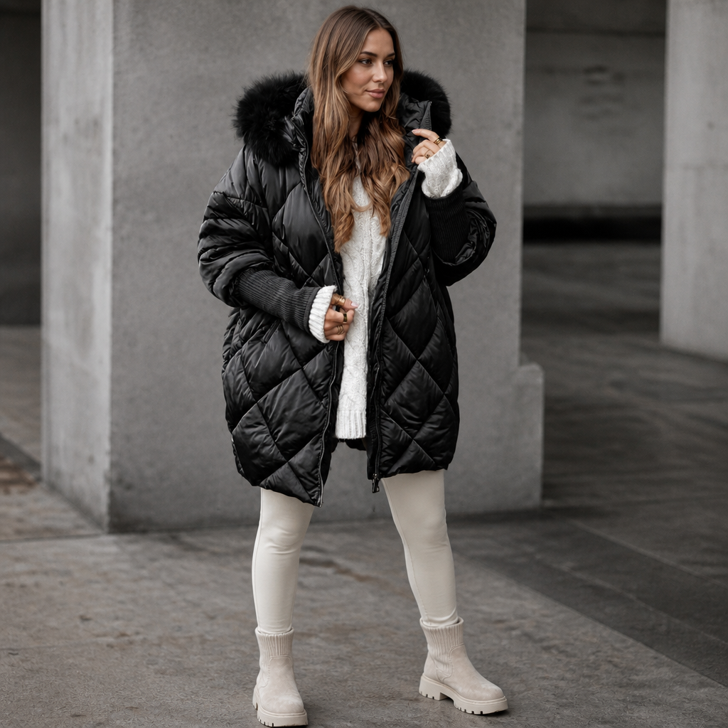 Oversized Faux-Fur Hood Quilted Parka