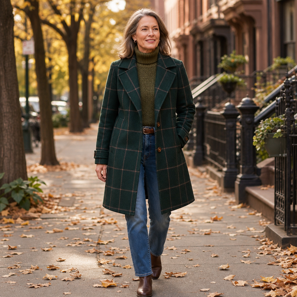 Plaid Two-Button Oversized Wool-Look Coat