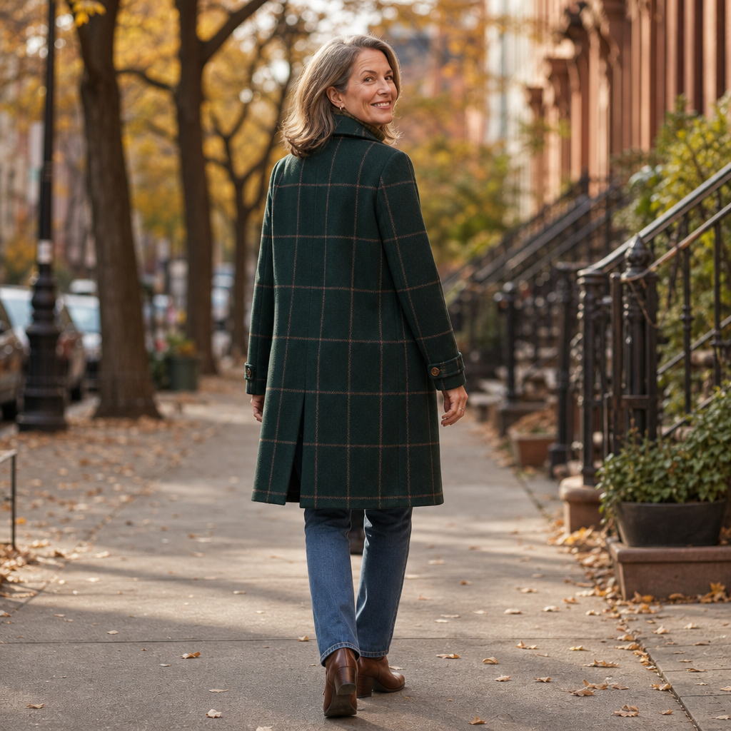 Plaid Two-Button Oversized Wool-Look Coat