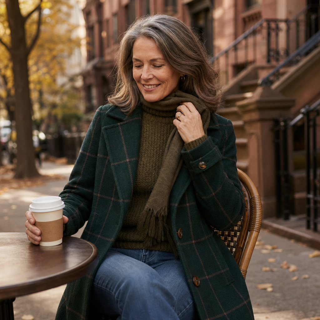 Plaid Two-Button Oversized Wool-Look Coat