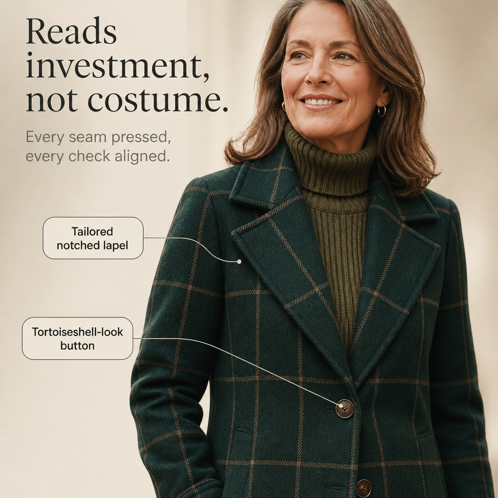 Plaid Two-Button Oversized Wool-Look Coat