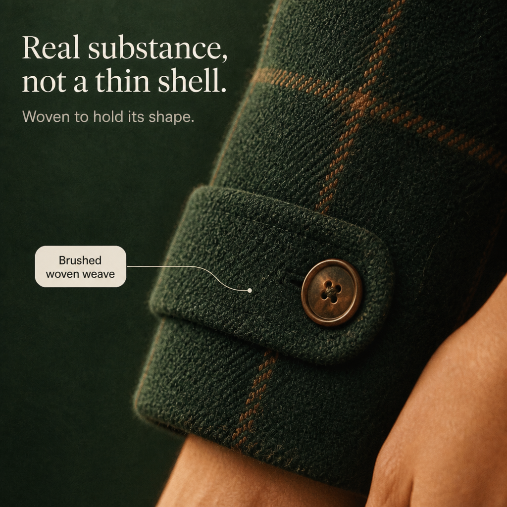 Plaid Two-Button Oversized Wool-Look Coat