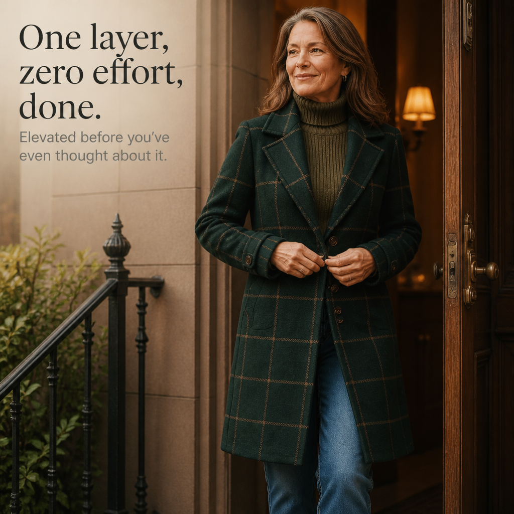Plaid Two-Button Oversized Wool-Look Coat