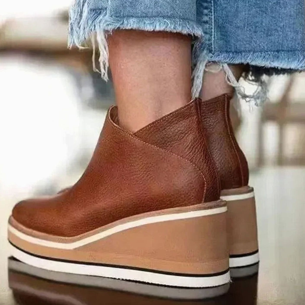 Platform Wedge Slip-On Chelsea Boots