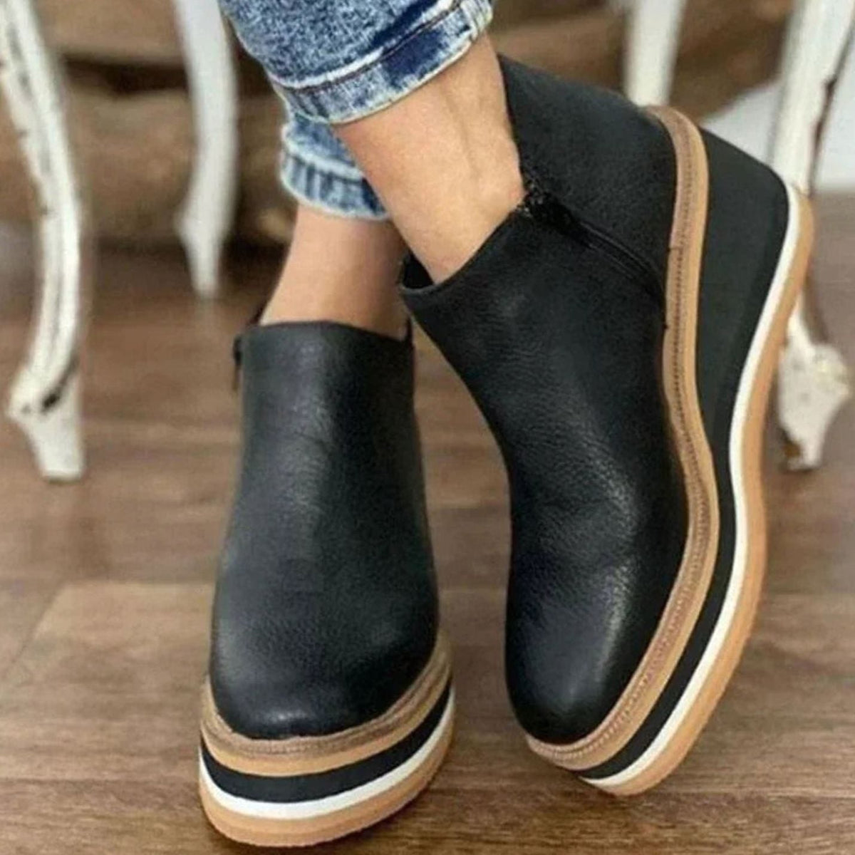 Platform Wedge Slip-On Chelsea Boots