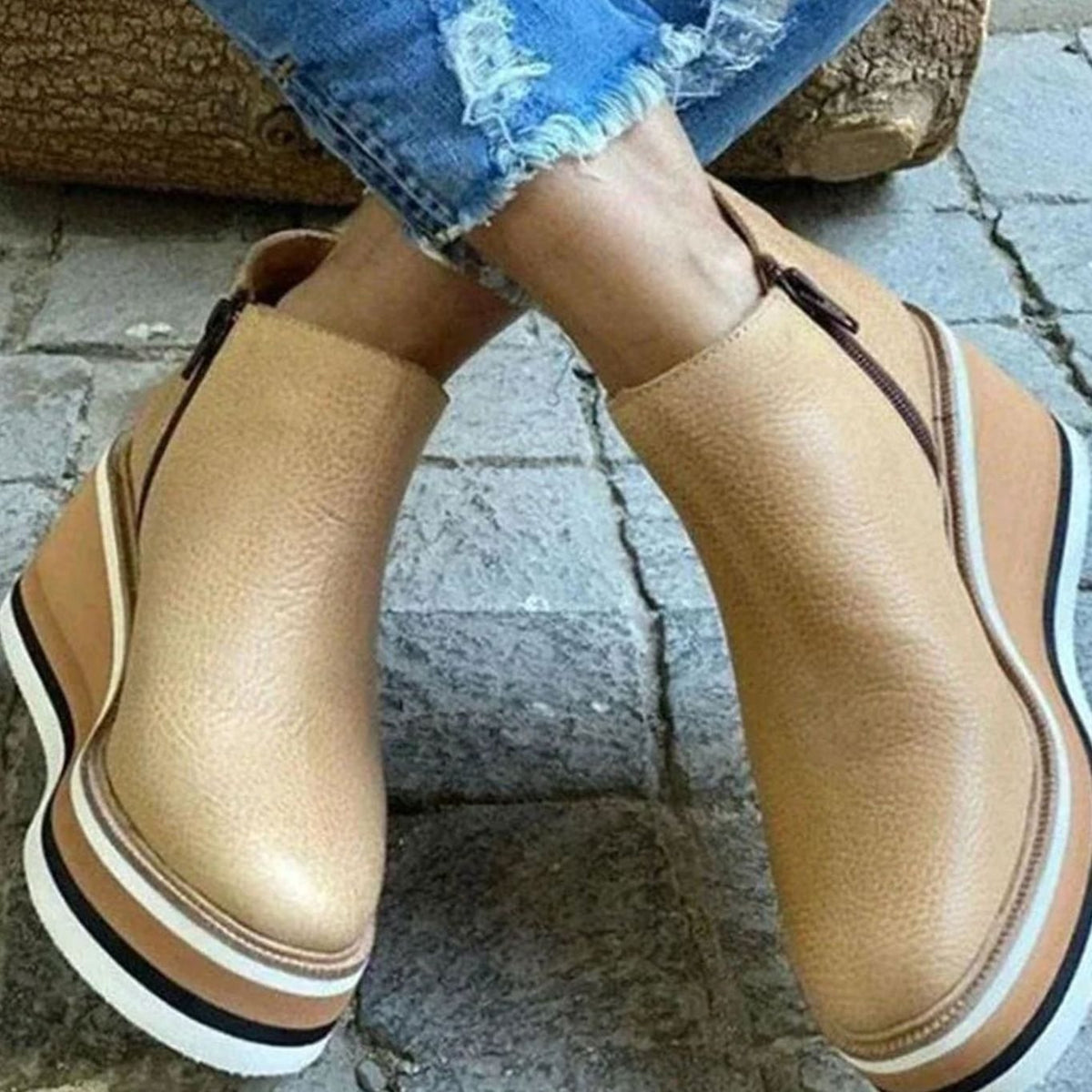 Platform Wedge Slip-On Chelsea Boots