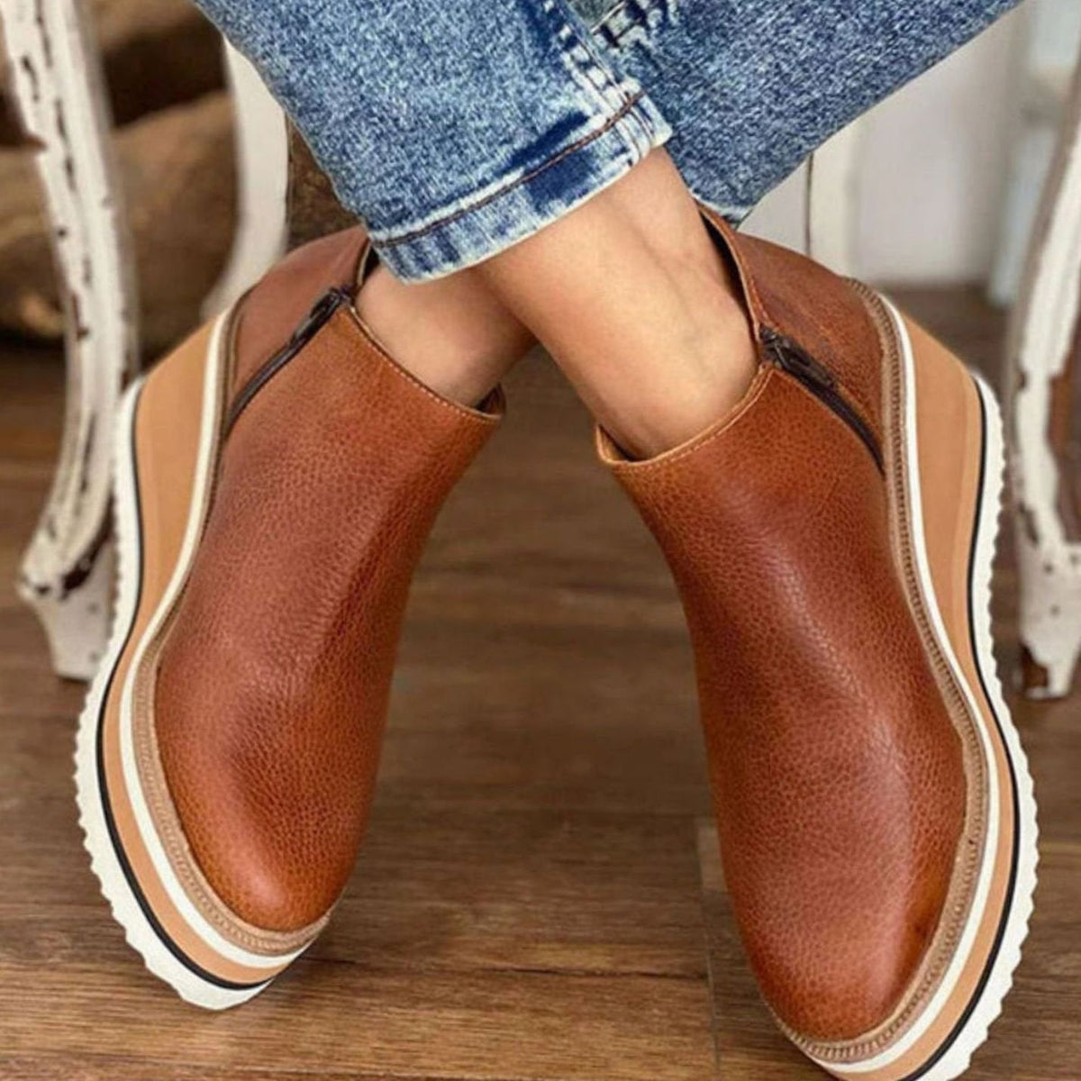 Platform Wedge Slip-On Chelsea Boots