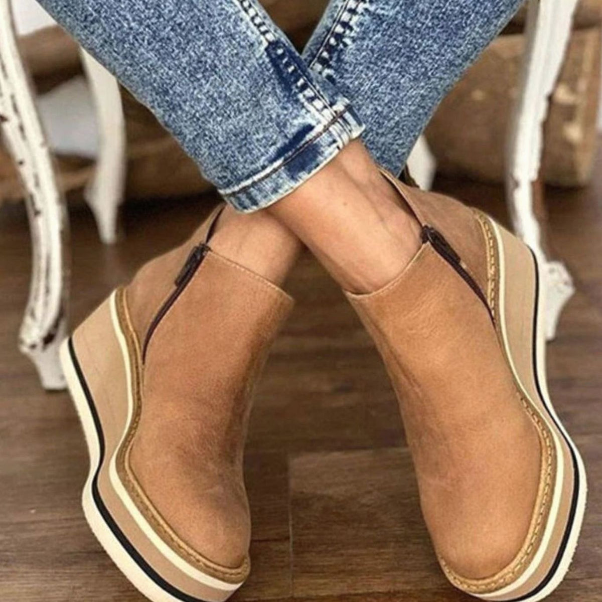 Platform Wedge Slip-On Chelsea Boots