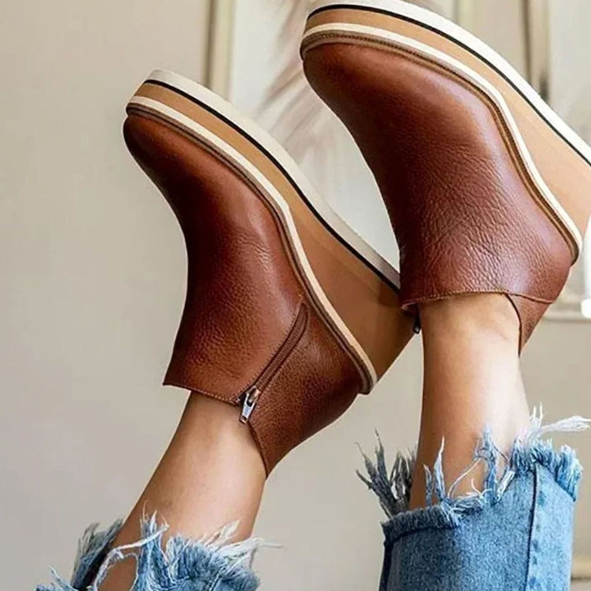 Platform Wedge Slip-On Chelsea Boots