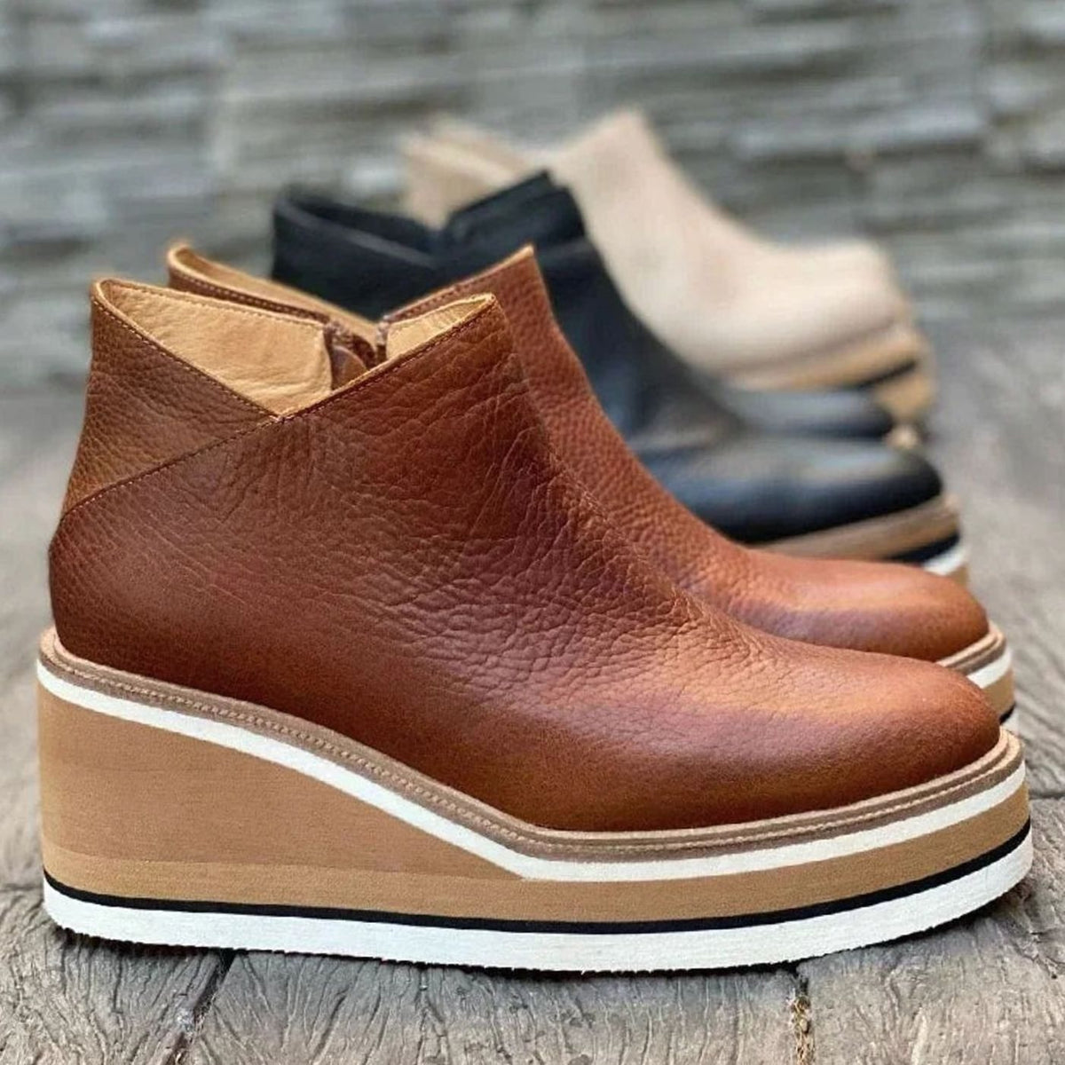 Platform Wedge Slip-On Chelsea Boots