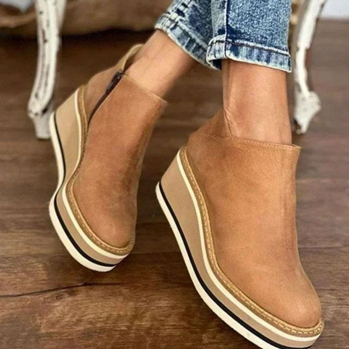 Platform Wedge Slip-On Chelsea Boots