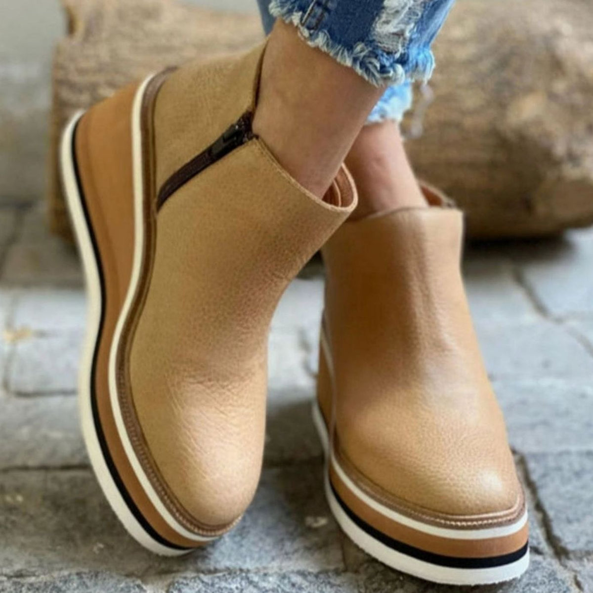Platform Wedge Slip-On Chelsea Boots