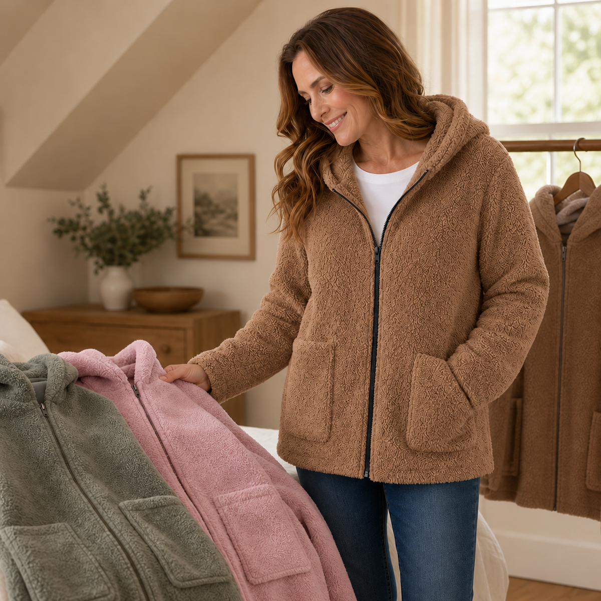 Plush Fleece-Look Hooded Jacket