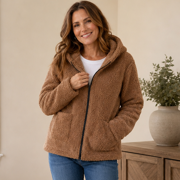 Plush Fleece-Look Hooded Jacket