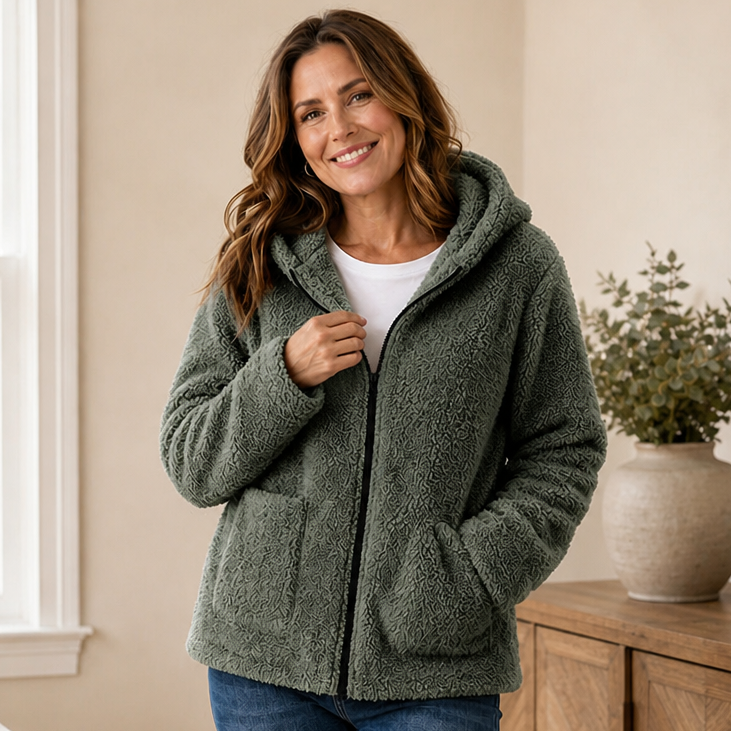 Plush Fleece-Look Hooded Jacket