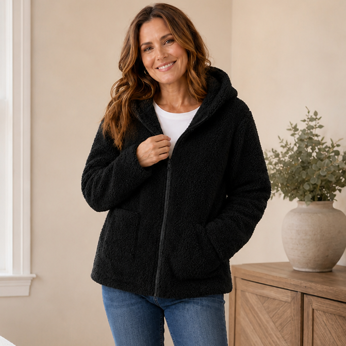 Plush Fleece-Look Hooded Jacket