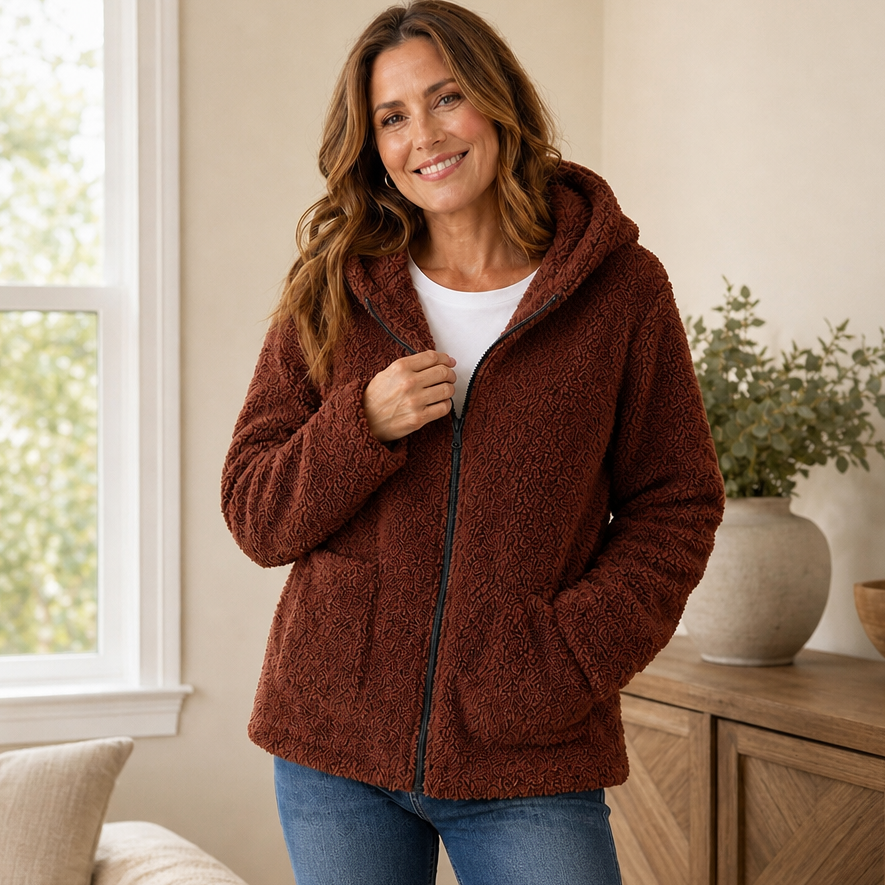 Plush Fleece-Look Hooded Jacket