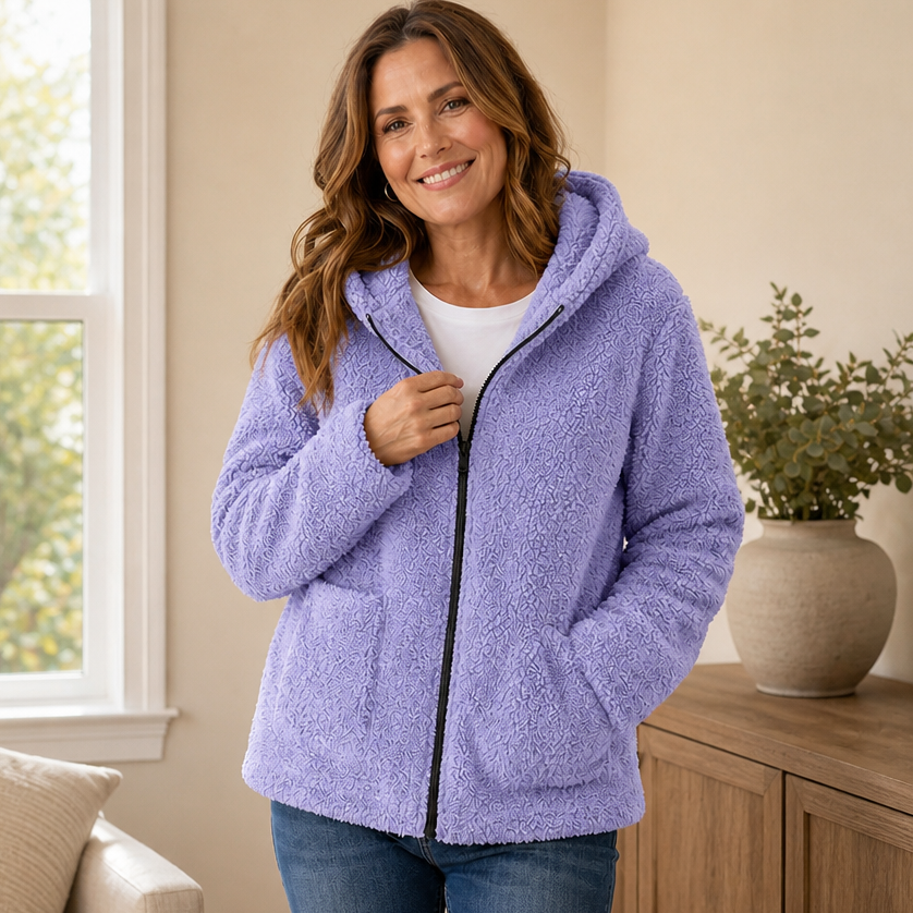 Plush Fleece-Look Hooded Jacket