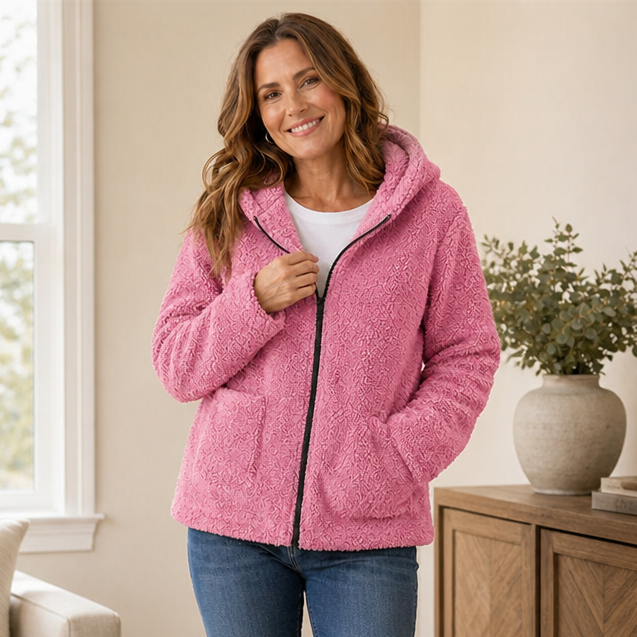 Plush Fleece-Look Hooded Jacket