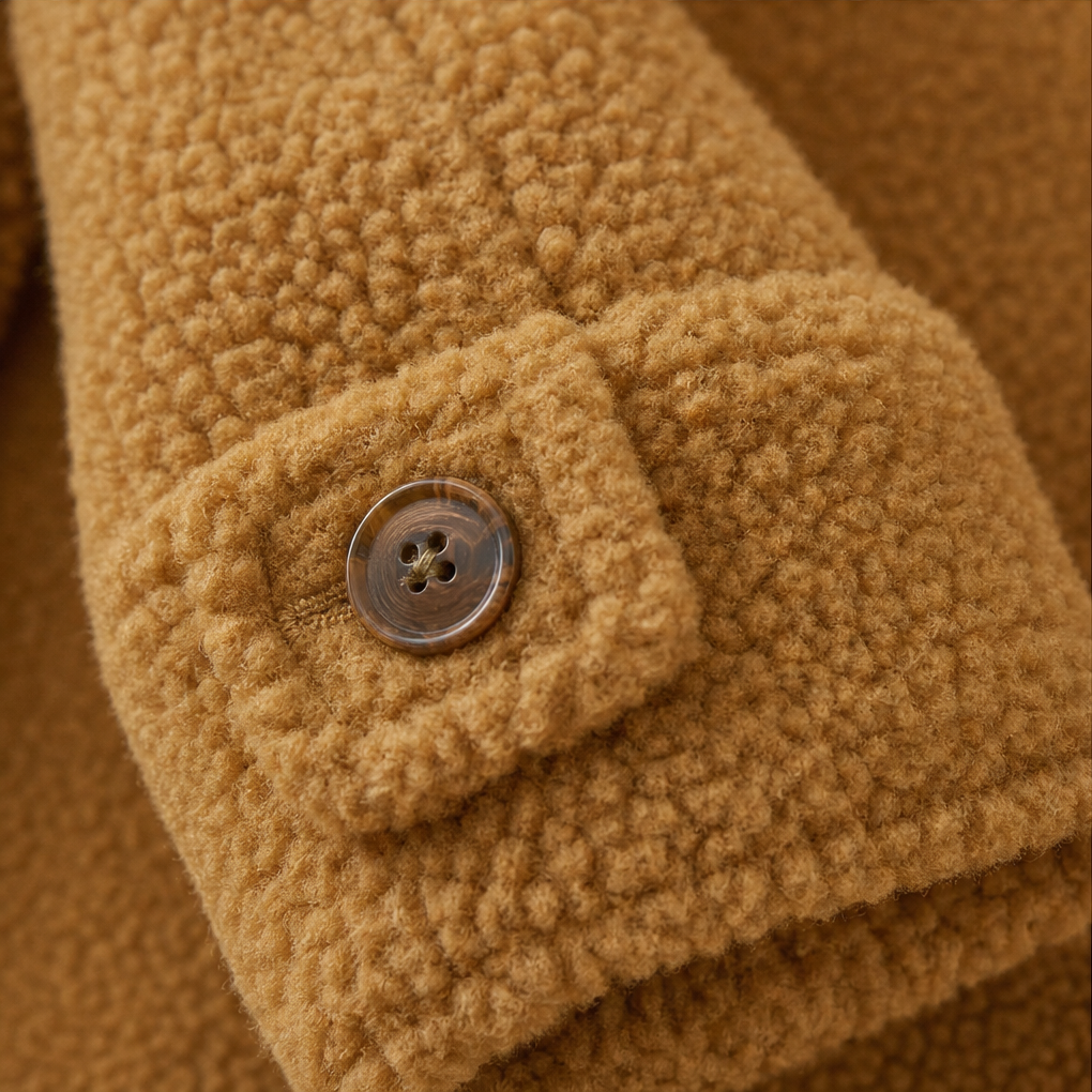 Plush Fleece-Look Zip-Up Jacket With Stand Collar