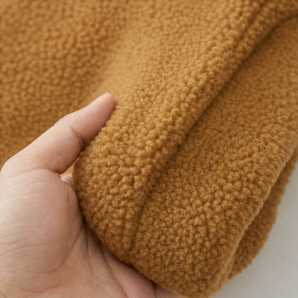 Plush Fleece-Look Zip-Up Jacket With Stand Collar