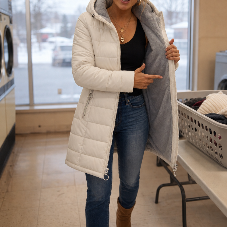 Plush-Lined Hooded Longline Puffer Coat