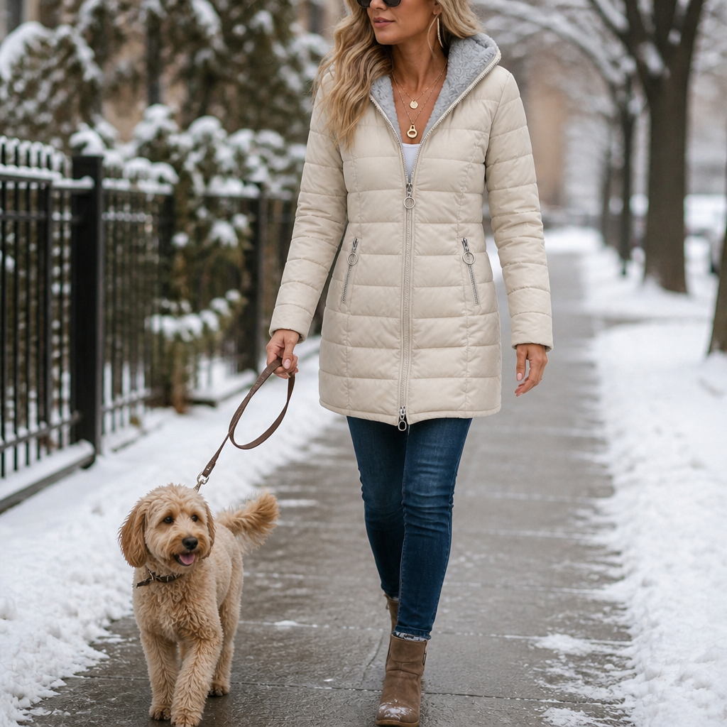 Plush-Lined Hooded Longline Puffer Coat