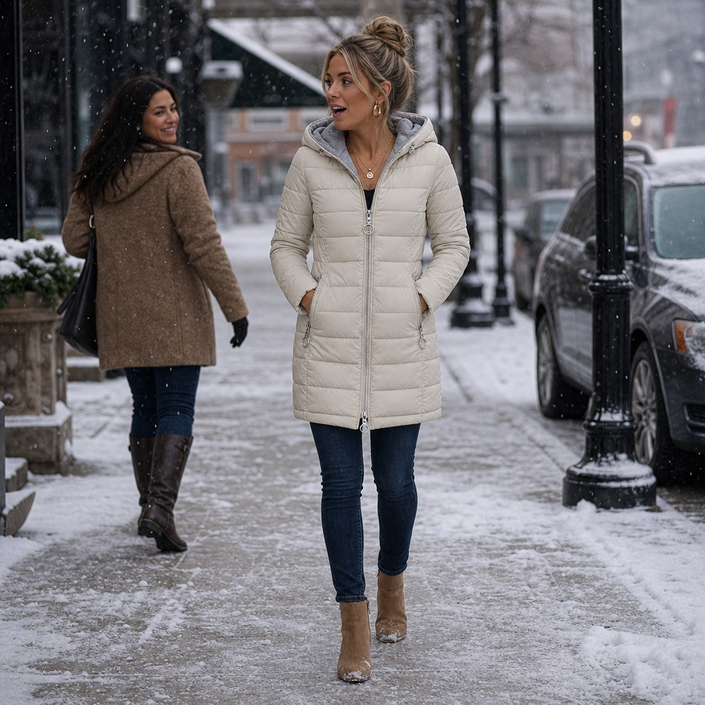 Plush-Lined Hooded Longline Puffer Coat