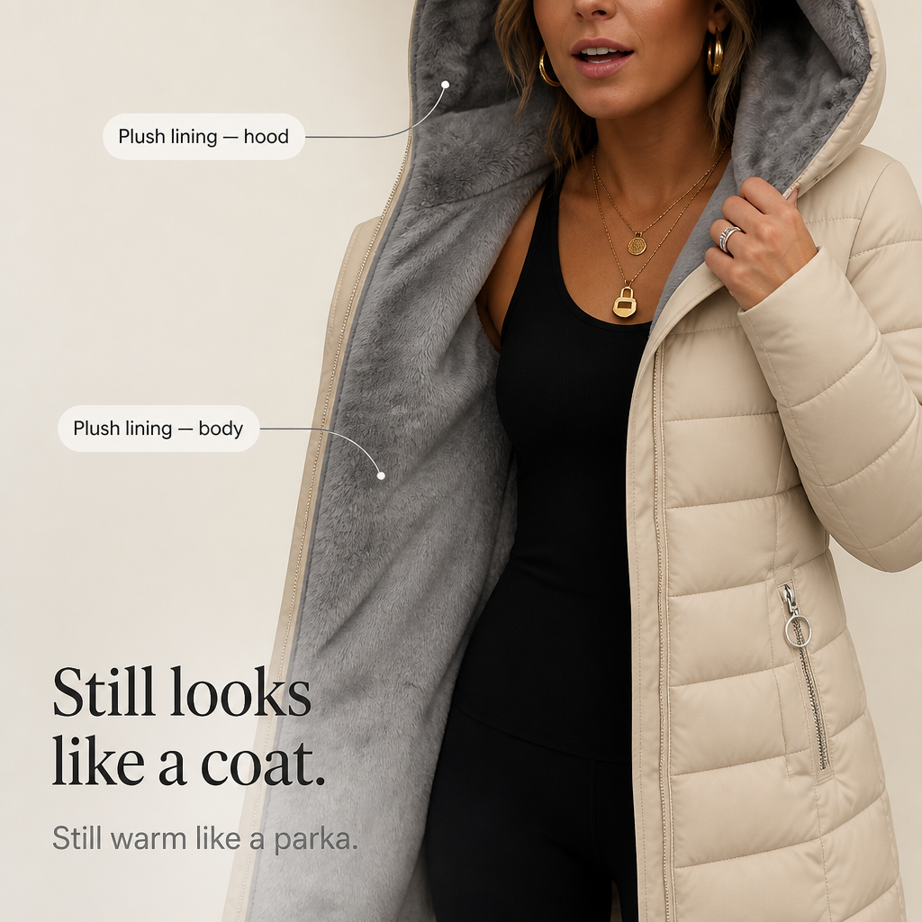 Plush-Lined Hooded Longline Puffer Coat