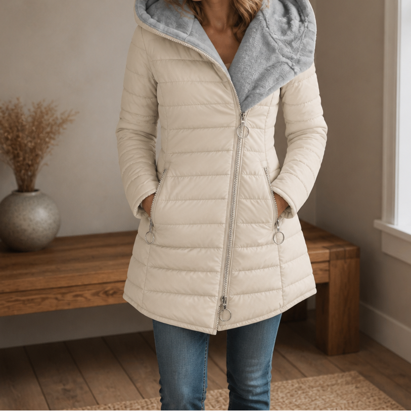 Plush-Lined Hooded Longline Puffer Coat
