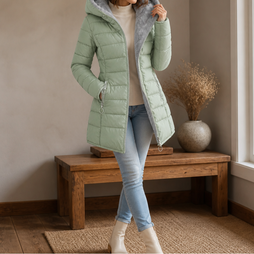 Plush-Lined Hooded Longline Puffer Coat